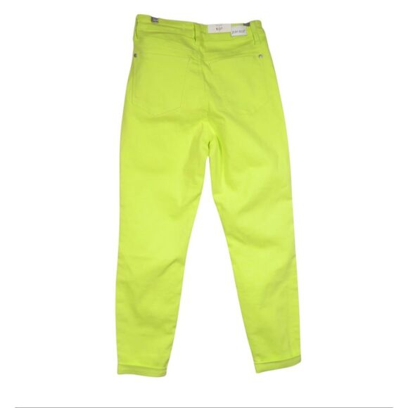 Judy Blue Slim Fit Cuffed Ankle Jeans High Rise Neon Green Wash Women 5/27 NWT - Picture 2 of 6